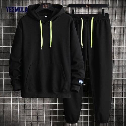 YESMOLA Men Tracksuit Casual 2 Pieces Sets Hoodies + Pants Harajuku Sport Suits Sweatshirts Tracksuit Sportswear Harajuku Suits