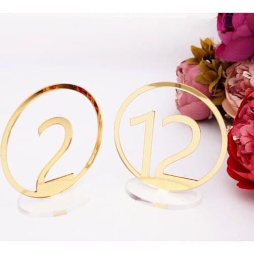 Table Numbers Set Acrylic Mirror/Wooden Table Numbers Wedding Birthday Party Table Card Baby Shower Decoration Number Holder