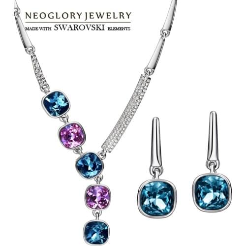 Neoglory Austria Rhinestone & Crystal Jewelry Set Multicolored Exquisite Trendy Lady Gift Sale Luxuriant Necklaces & Earrings