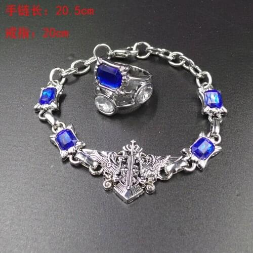 New Statement Fashion Anime Black Butler Kuroshitsuji Saber With Blue Bracelet set of 2pcs