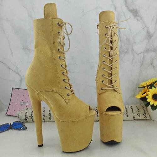 Leecabe Beige Suede PU 20CM/8inches Pole dancing platform Pole Dance boots