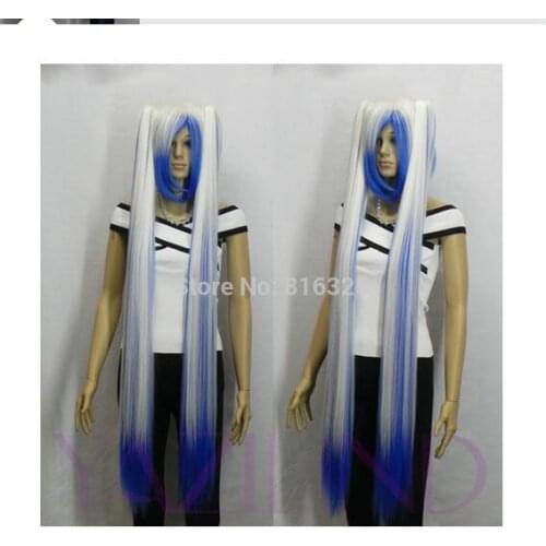 Wholesale price Mirai Nikki Gasai Yuno white straight long blue synthetic cosplay wig