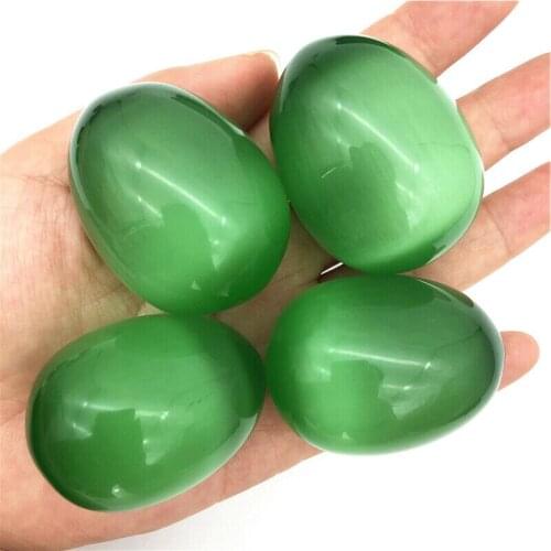 Wholesale 1PC Big Green Cats Eye Stone Egg Shaped Specimen Gemstone Crystal Healing Reiki Natural Quartz Crystals
