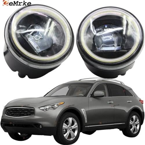LED Fog Light Cut-Line Lens for Infiniti FX S51 2009-2012 '13 2014 QX70 FX35 FX50 FX30d 2011Angel Eye DRL Daytime Running Lights