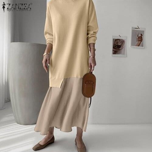 ZANZEA Spring Women Stylish Patchwork Dress Elegant Long Sleeve Casual Work Vestidos Female Party Sundress Kaftan 5XL Plus Size7