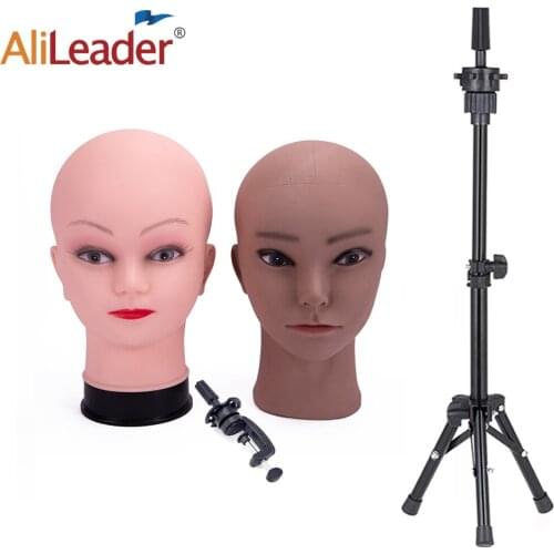 Wholesale Bald ModeL Head And Tripod Wig Stand For Making Wigs Black White Wigs Display Female Mannequin Head Alileader