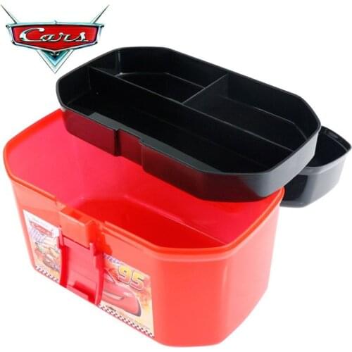 Disney Pixar Cars 2 3 Lightning Mcqueen Portable Storage Box Double Layers Car Toys Christmas New Year Gift for Kids (No Cars)