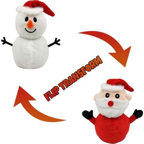 Christmas Flip Doll Santa Claus & Snowman Double Face Plush Stuffed Toy Home Decoration Children Christmas Gift