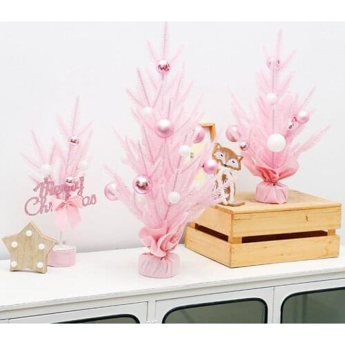 Christmas Decorations Pink Mini Christmas Tree Desktop Decorations In Hotel Shopping Malls Home Ornaments PVC Artificial Tree