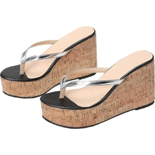 Womens shoes spring 2021 fashion wedge slippers soft soles comfortable non-slip outside shoes large shoes