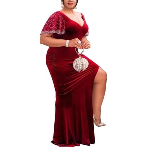 V-neck Bodycon Sexy Dress for Woman Plus Size Sexy Curved Open Back Floor Dresses Trendy Elegant Birthday Party Wear