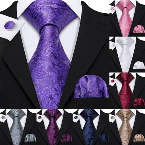 11 Styles Men 100% Silk Tie For Men Wedding Purple Necktie Handkerchief Paisley Jacquard Woven Blue NeckTie Gift Set Barry.Wang