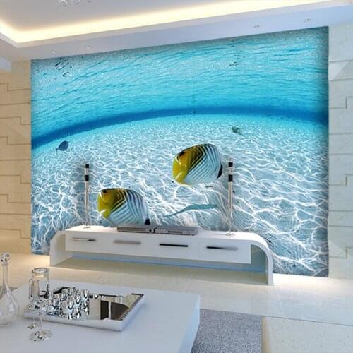 5d papel Murals de parede yellow tropical Double fishes 3d cartoon murals wallpaper for kids room 3d wall photo mural Wall paper