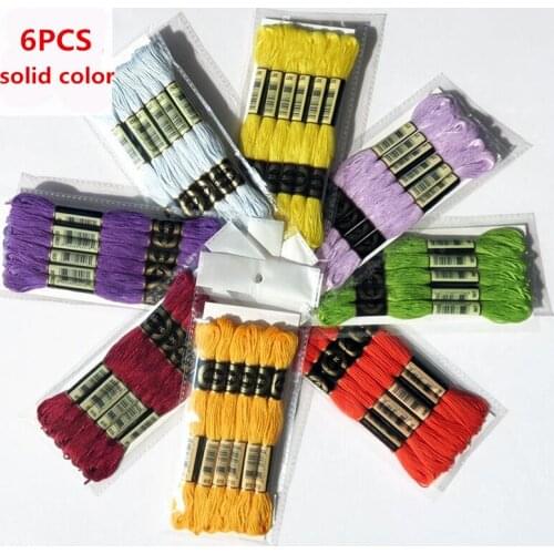 6PCS 8meters Solid Color Embroidery Floss DIY Cotton Line Branch Threads Similar Thread Floss Skein Cross Stitch Thread