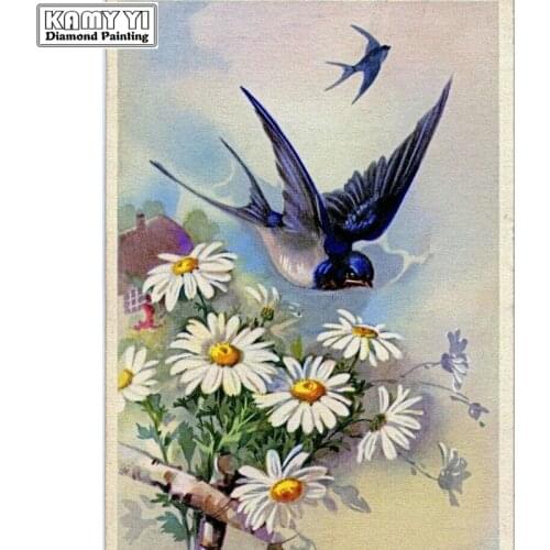 Full Square drill 5D DIY Diamond painting Swallows and flowers Diamond Embroidery Mosaic Cross Stitch Rhinestone decor