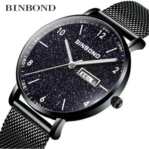 Binbond Starry Sky Youth Simple Junior High School Watch Student Trend 30 Meters Waterproof Luminous Mens Quartz Watch