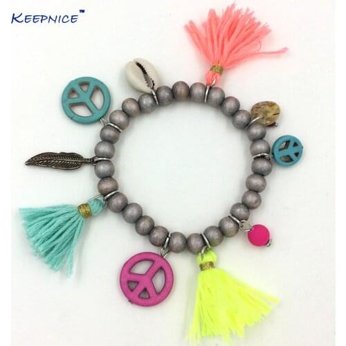 Bohemia Jewelry Friendship Bracelet Cotton Tassel Charm Bracelet Rosary Beads Bangle Charm Seed Beads Bracelets