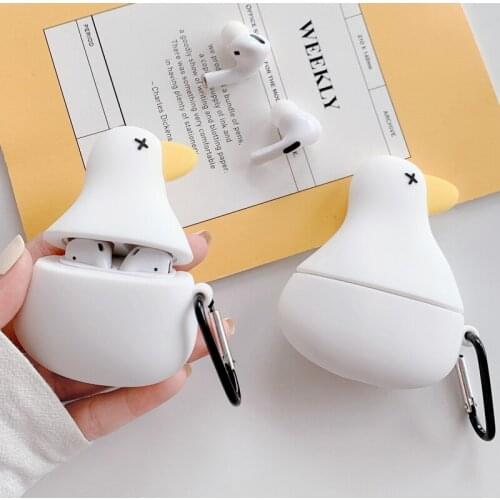For Airpods Pro 3D Cute Cartoon White Duck Goose Case for Apple Airpods 1 2 3 Wireless Earphone Headphone Cover Charging Box