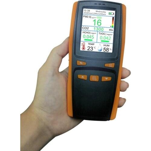 PM 2.5 Detector HCHO CO2 Gas Detector TVOC Dust Formaldehyde Testing Equipment Home Handheld LCD Display Air Quality Detector