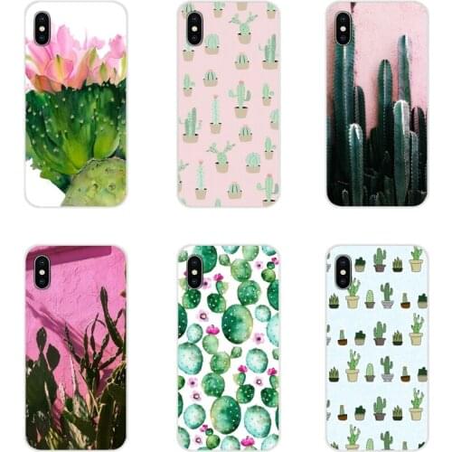 For Samsung A10 A30 A40 A50 A60 A70 Galaxy S2 Note 2 3 Grand Core Prime Luxury Green Cactus flower Transparent Soft Cases Covers