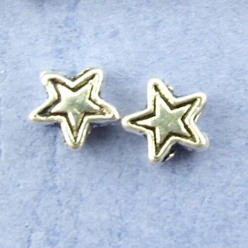 DoreenBeads Zinc metal alloy Spacer Beads Star Antique Silver Color Jewelry About 4mm(1/8")x 4mm(1/8"),Hole:Approx 1mm,75 PCs