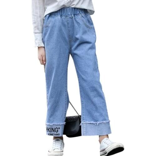 Jeans Girl Letter Pattern Girl Jeans Child Casual Style Trousers For Children Spring Autumn Clothes For Girls 6 8 10 12 14