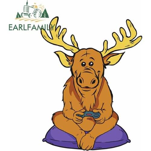 EARLFAMILY 13cm x 9.8cm for Elk Gamer Cute Decal Personality Scratch-Proof Waterproof VAN Car Stickers Windshield Vinyl Car Wrap