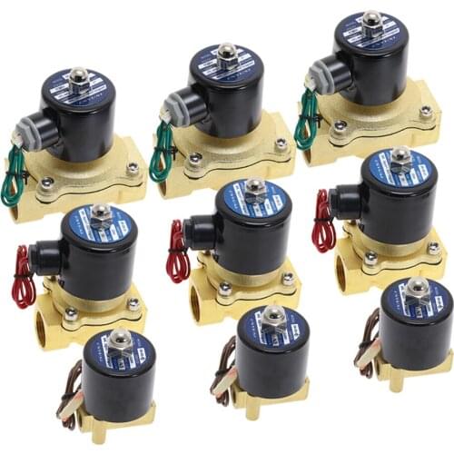 Electric 2W Solenoid Valve Brass Pneumatic Valve Normally Closed for Water / Oil / Gas 1/8'' 1/4'' 1/2'' 2W025 2 2W200 2W50