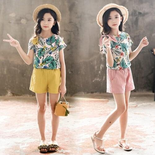 Girls Clothes Set Summer Kids Short Sleeve T-shirt+Shorts 2PCS Children Clothing For Girls Teen Girls Clothes 4 6 8 10 12 Years