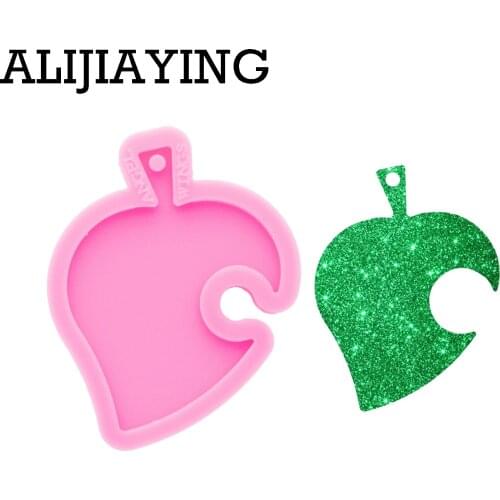 DY0403 Glossy Art Leaves keychain silicone mold , Resin Mold , Epoxy Jewelry Making DIY Tools , Polymer Necklace mould