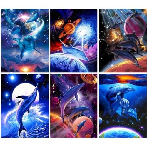GATYZTORY Frame DIY Dolphin Painting By Numbers Animal Picture Canvas By Numbers Modern Abstract Handpainted Oil Painting For Ho
