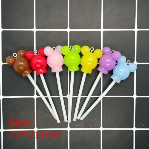 Kawaii Resin Minnie Lollipop Charms Pendants for DIY decoration necklace earring key chain Jewelry Making