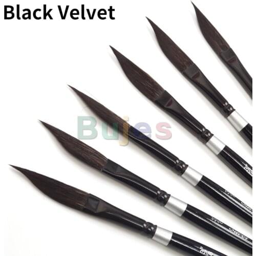 Black Velvet Handle Squirrel Hair Paint Brushes Professional Artist Painting Tools Watercolor Brush for Thin Line Art 3012s