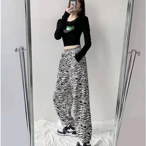 Harajuku Frog on Skateboard Crop Top Long Sleeve Shirt Cotton Stripe Pants Tight T-Shirt Female Gothic Casual Women Sweatpants