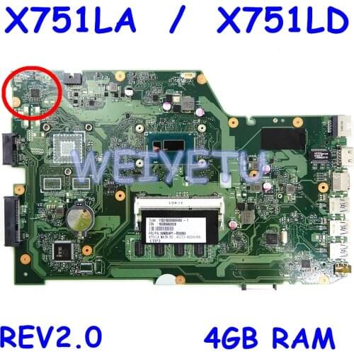 X751LA motherboard REV2.0 For ASUS X751L K751L K751LD R752L R752LD R752LN X751LD X751LN X751LD I3-4030CPU 4GB Laptop mainboard
