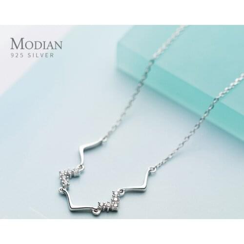 Modian Charm Geometric Clear CZ Choker Necklace for Women 925 Sterling Silver Fashion Jewelry Gift for Women Necklaces Collar