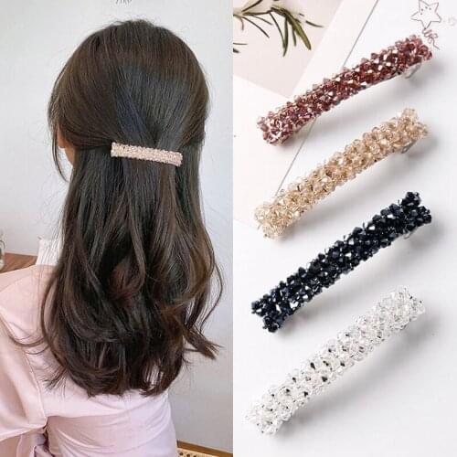 Fashion Crystal Spring Hair Clip Handmade Beads Hair Barrettes For Women Girl 2021 Simple Side Clip Hair Accessories Headwear