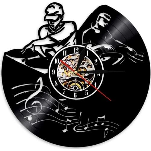 Record Player Mixer DJ Wall Hanging Watch Deejay Spinning Scratching Album Vinyl Record Wall Clock Music Club Party Decor Art