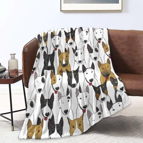 Soft Sherpa Plus Velvet Throw Blanket Robe for Bedroom Living Rooms Sofa Couch Funny Bull Terrie King Size Office Blankets