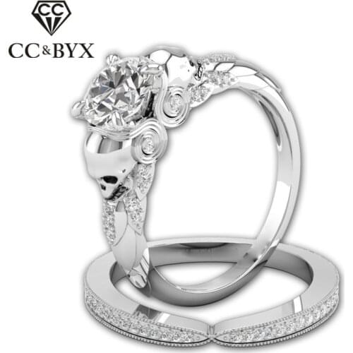 CC Skull Set Rings For Women Fashion Jewelry Lover Couple Ring Creative Bijoux Femme Party Gift Accessories CC2069