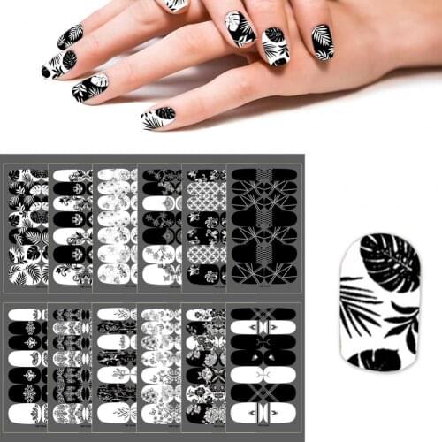 Nail Sticker Various Patterns Self-Adhesive White Black Halloween Vivid DIY Nail Decor Decals for Manicure Sticker Designer