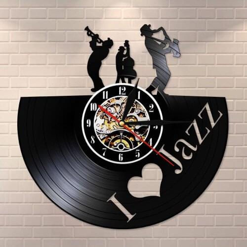Blues Jazz Music Note Art Decor Wall Watch Jazz Music Player Vinyl Record Wall Clock Handmade Gift For Jazz Lover
