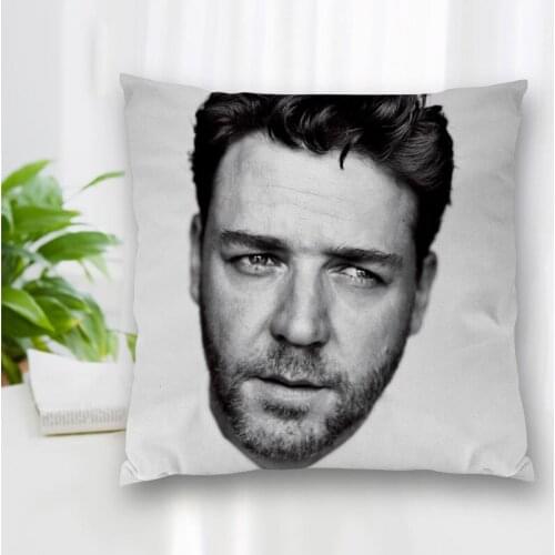 Custom Russell Crowe Actor Pillow Slips Polyester Decorative Pillowcases Zipper Pillow Case Pillowcase Cover Square 40x40cm