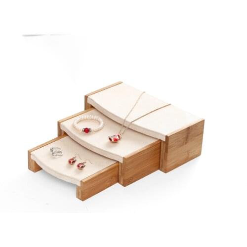 New Arrival Bamboo Table Three-piece Jewelry Display Stand Earrings Nexklaces Pendants Jewelry Props Simple Jewelry Packaging