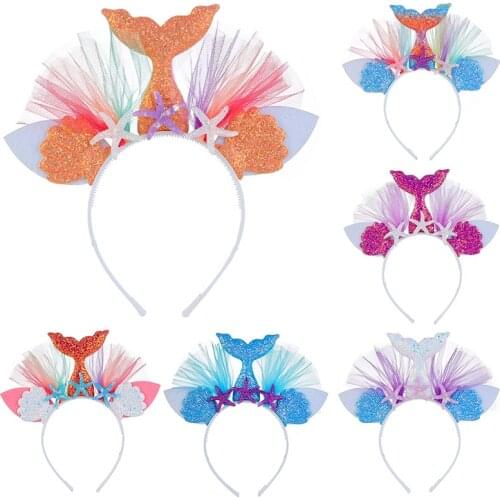 Mermaid Hair Hoop 4 Color Style Summer Birthday Party Decor Under The Sea Party Little Mermaid Birthday Party Girls Favor Decor