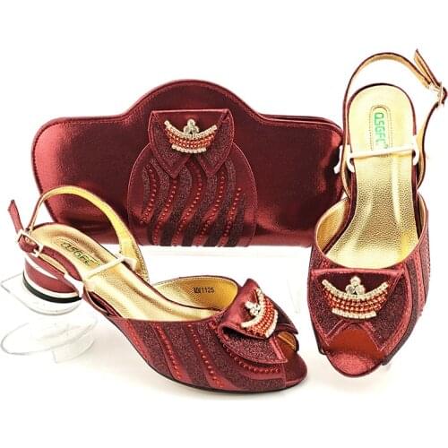 OLOMM Italian Shoes and Bags To Match Shoes with Bag Set Decorated with Rhinestone Nigerian Women Wedding Shoes set !MM-21
