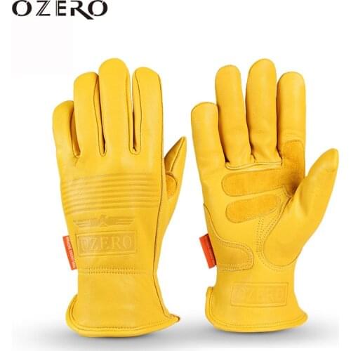 OZERO Motorcycle Gloves Leather Genuine Sheepskin Motocross Motorbike Biker Racing Riding Hand Moto Gloves Men Women white 5011