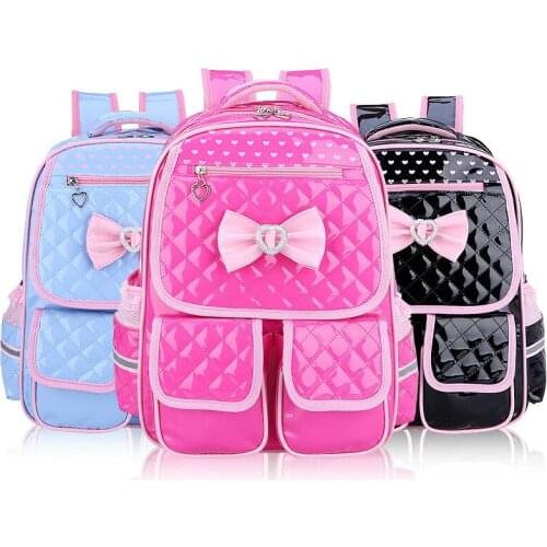 Children school backpack primary school bag for kids waterproof PU leather backpack cute girl bags Mochila Escolar 2 sets