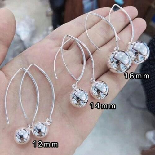 100%S925 sterling Silver Earrings for women fashion jewelry Thai Silver Ball Earrings womens round pearl ear hook new