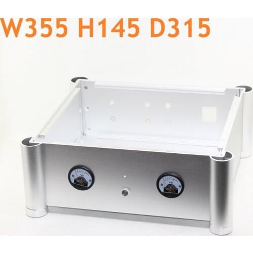 Cabinet Sandblast Aluminum Power Amplifier Chassis Full Silver VU Meters High End DIY Rear Class Tube Amplifier Housing W335